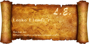 Lesko Elemér névjegykártya